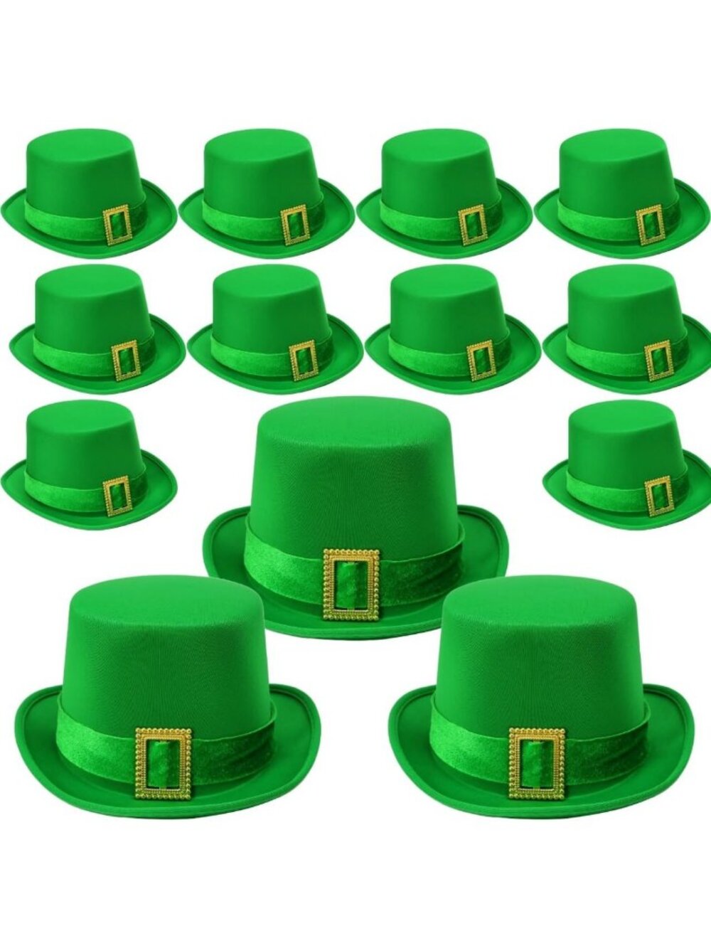 St. Patrick’s Day Leprechaun Top Hat Green Satin Hat with Velvet Ribbon and Gold